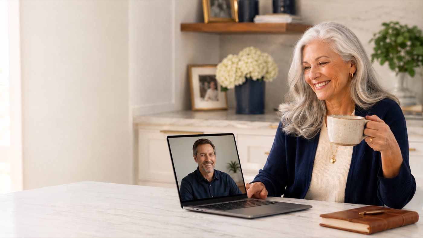 Senior woman smiling after a comfortable remote technology support session